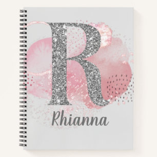 Aquarell-Abstrakt & Glitter-Buchstabe R Bullet Notizblock