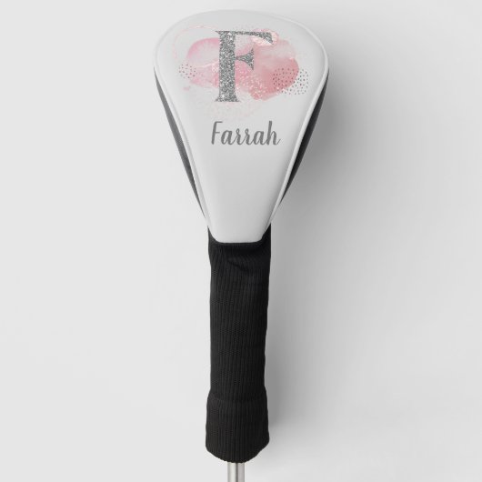 Aquarell Abstrakt & Glitzer Letter F Golf Headcover (Vorderseite)