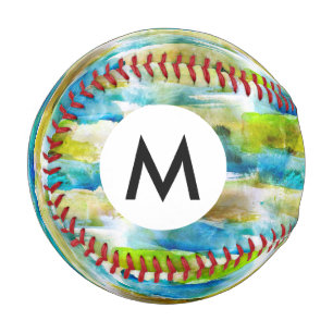 Aquarell abstrakt grün, blau baseball