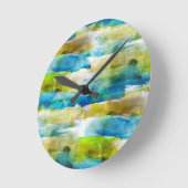 Aquarell abstrakt grün, blau runde wanduhr (Winkel)