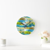 Aquarell abstrakt grün, blau runde wanduhr (Zuhause)