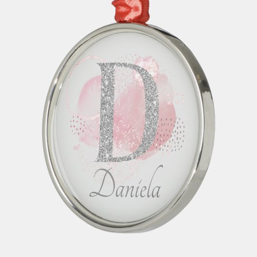 Aquarell Abstrakt und Glitzer Letter D Ornament Aus Metall (Links)