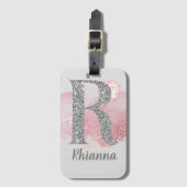 Aquarell Abstrakt und Glitzer Letter R Gepäckanhänger (Vorderseite Vertikal)