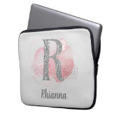 Aquarell Abstrakt und Glitzer Letter R Laptopschutzhülle (Vorderseite Links)