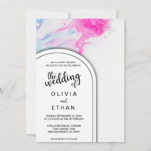 Aquarell abstrakte farbenfrohe Hochzeitseinladung Einladung