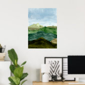 Aquarell abstrakte grüne Berge Landschaft Kunst, D Poster (Heimbüro)