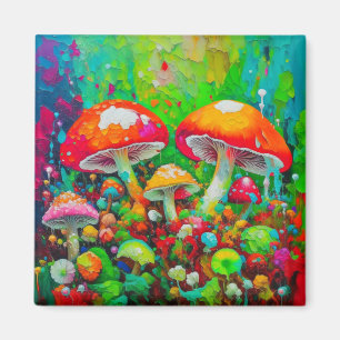 Aquarell-Abstrakte Pilze Magnet