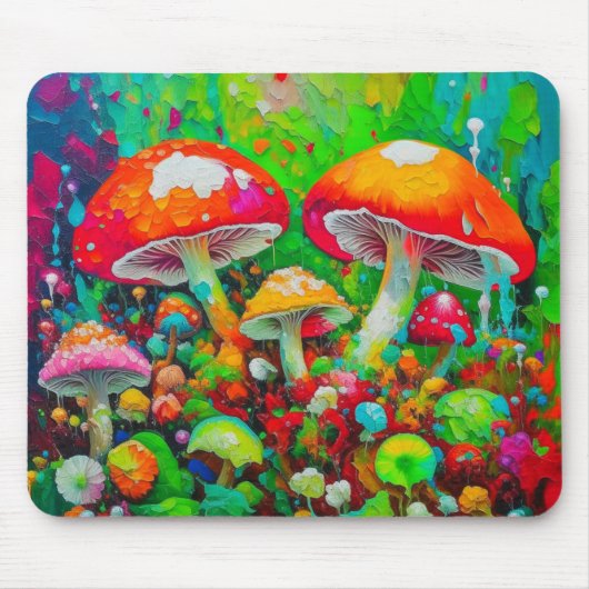 Aquarell-Abstrakte Pilze Mousepad (Vorne)