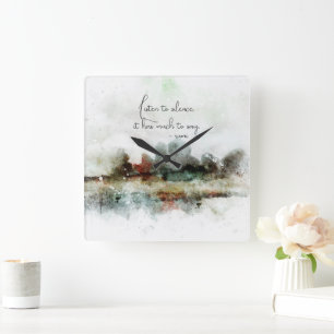 Aquarell-Abstraktes Rumi-Zitat Geschenk Quadratische Wanduhr
