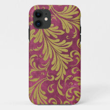 Aquarell Acanthus Verlasse Lila Magenta Gold