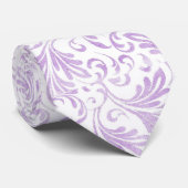 Aquarell Acanthus Verlasse Lilac Lila White Krawatte (Gerollt)