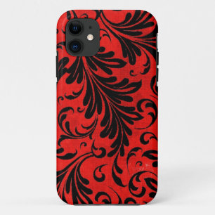 Aquarell Acanthus Verlasse Schwarzes Rotes Schrift Case-Mate iPhone Hülle