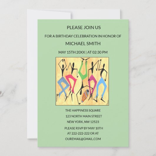 Aquarell, Acrobatic Dance Celebration Birthday Einladung (Vorderseite)