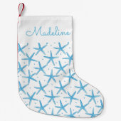 Aquarell-addieren blaue Seesternchen-Vereinbarung Kleiner Weihnachtsstrumpf (Vorderseite)