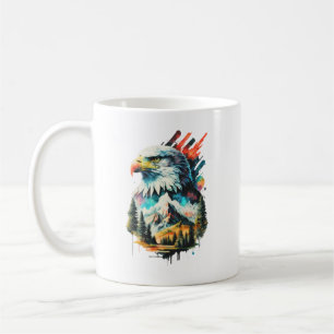 Aquarell Adler & Berglandschaftskunst Kaffeetasse