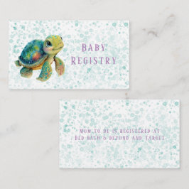 Aquarell Adorable Turtle Bubbles Baby Registry Begleitkarte