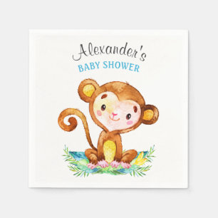 Aquarell-Affe-Jungen-Babyparty Serviette