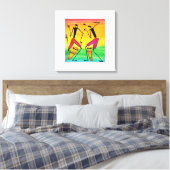 Aquarell, afrikanische Kunst, Phantastisch afrikan Leinwanddruck (Insitu (Schlafzimmer))
