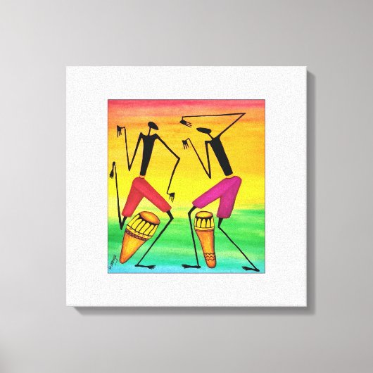 Aquarell, afrikanische Kunst, Phantastisch afrikan Leinwanddruck (Vorderseite)