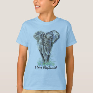 Aquarell-afrikanischer Elefant-Tiernatur-Kunst T-Shirt