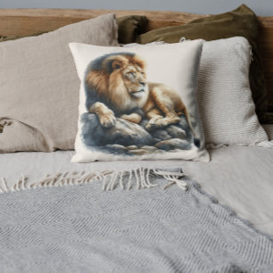 Aquarell Afrikanischer Löwe Kissen