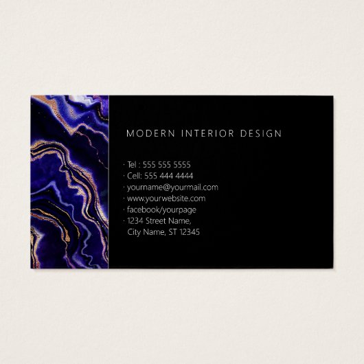 Aquarell Agate Moderne Berufliche Lila Geode (Rückseite)