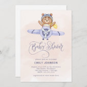 Aquarell-Airplane-Babydusche Einladung (Vorne/Hinten)