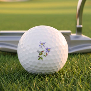 Aquarell-Akelei mit Kolibri Golfball