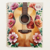Aquarell-Akustikgitarre-Blumen Planer (Vorderseite)