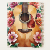 Aquarell-Akustikgitarre-Blumen Planer (Rückseite)