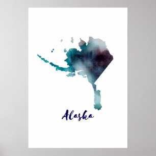 Aquarell Alaska Vereinigte Staaten Poster