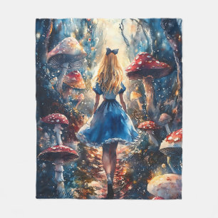 Aquarell Alice im Wunderland Fleecedecke
