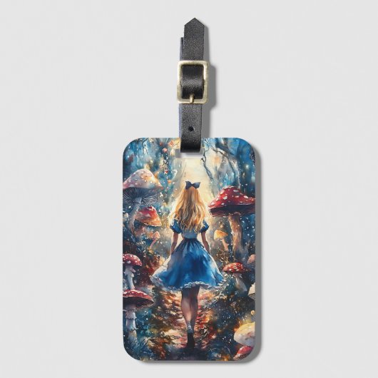 Aquarell Alice im Wunderland Gepäckanhänger (Vorderseite Vertikal)