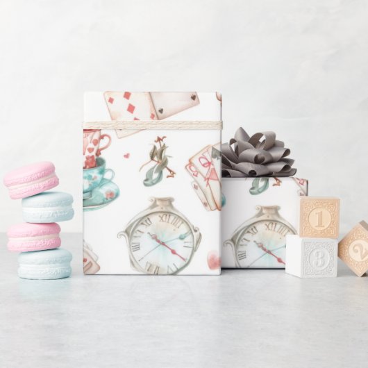 Aquarell-Alice-Muster Geschenkpapier (Babyparty)