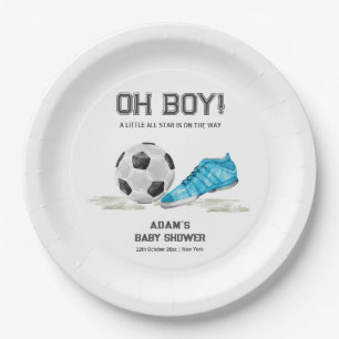 Aquarell-All-Star-Fußball-Sport-Junge-Baby-Party  Pappteller
