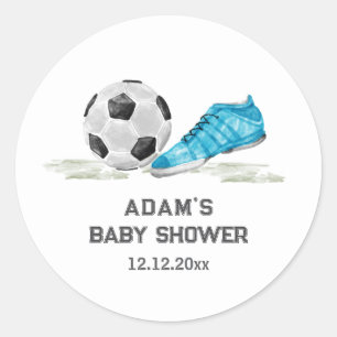 Aquarell-All-Star-Fußball-Sport-Junge-Baby-Party  Runder Aufkleber