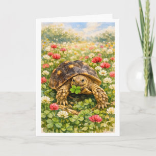 Aquarell Alles Gute zum Geburtstag Schildkröte mit Karte