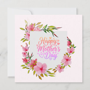 Aquarell Alles Gute zum Muttertag Rosa Blumenkranz Karte