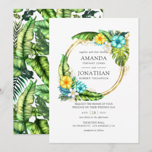 Aquarell Aloha Tropischer Sommer Strandhochzeit Einladung