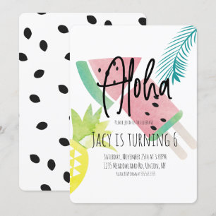 Aquarell Aloha Wassermelone Ananas Tropisch Einladung