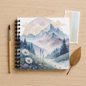 Aquarell Alp Landschaft mit Wildblumen Notizblock