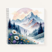 Aquarell Alp Landschaft mit Wildblumen Notizblock (Vorderseite)