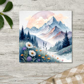 Aquarell Alp Landschaft mit Wildblumen Poster