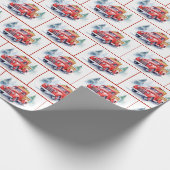 Aquarell Alter roter LKW im Schnee Geschenkpapier (Ecke)