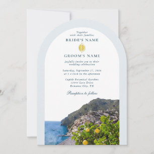 Aquarell Amalfi-Küste Bogen Italien Zitronen Hochz Einladung