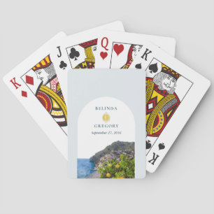 Aquarell Amalfi-Küste Bogen Italien Zitronen Hochz Spielkarten