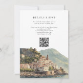 Aquarell Amalfi QR Code Italienische Hochzeit Einladung (Rückseite)