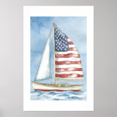 Aquarell American Flag Patriotic Sailboat Poster (Vorne)