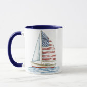Aquarell American Flag Sailboat Küste Tasse (Links)