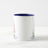 Aquarell American Flag Sailboat Küste Tasse (Zentrum)